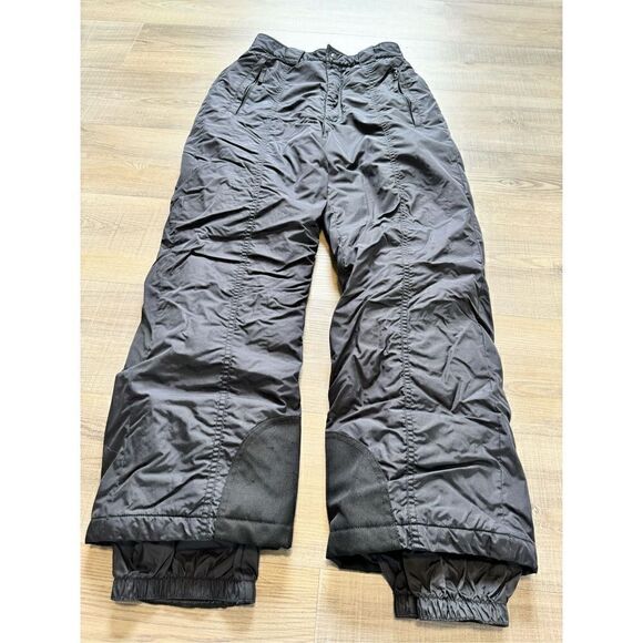 Vintage Columbia Women’s Small Black Fleece Lined Ski Snow Pants Pockets - Picture 2 of 9
